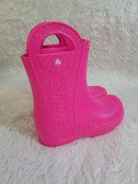 CROCS Kids Pink 💖Glitter Rain Boots Girls Size 2